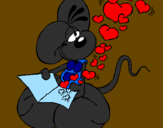 Desenho Rato apaixonado pintado por mano