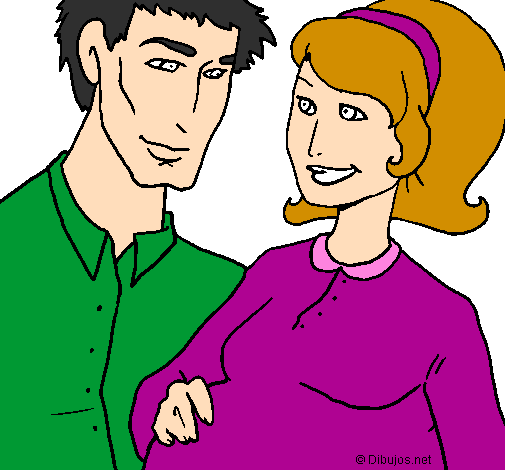 Desenho Pai e mãe pintado por ARIEL