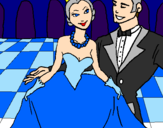 Desenho Princesa e príncipe no baile pintado por joanna