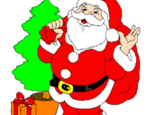 Desenho Santa Claus e uma árvore de natal pintado por luis