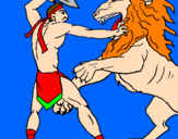 Desenho Gladiador contra leão pintado por juninho_12_12