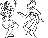 Desenho Mulheres a dançar pintado por africanas