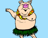 Desenho Porco havaiano pintado por Aninhaa