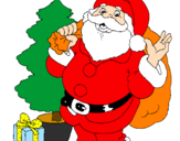 Desenho Santa Claus e uma árvore de natal pintado por wanessa