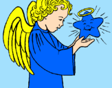Desenho Anjo e estrela pintado por clercia