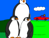 Desenho Familia pinguins pintado por pinguim