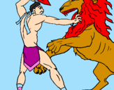 Desenho Gladiador contra leão pintado por BRUNO
