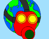 Desenho Terra com máscara de gás pintado por eric100%