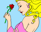 Desenho Princesa com uma rosa pintado por tbeatriz
