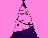 Desenho Abeto com adornos natalícios pintado por pinto