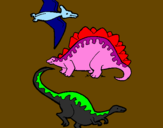 Desenho Três classes de dinossauros pintado por ryan
