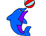 Desenho Golfinho a jogar com uma bola pintado por nana