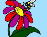Desenho Margarida com abelha pintado por gabriela_gabi