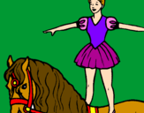 Desenho Trapezista em cima do cavalo pintado por TETE