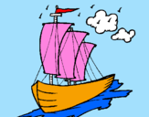 Desenho Barco veleiro pintado por diogo