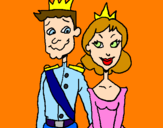 Desenho Príncipe e princesa pintado por tete