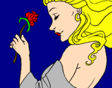 Desenho Princesa com uma rosa pintado por raphaella