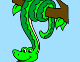 Desenho Serpente pendurada numa árvore pintado por andrezza cristina