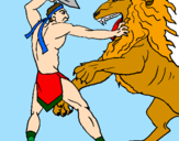 Desenho Gladiador contra leão pintado por pedro augusto