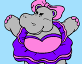 Desenho Hipopótamo com laço pintado por juliana