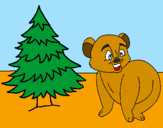 Desenho Urso e abeto pintado por filipa