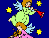 Desenho Anjos musicais pintado por sofia 