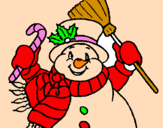 Desenho Boneco de neve com cachecol pintado por deyse