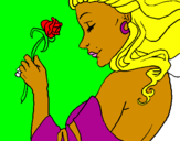Desenho Princesa com uma rosa pintado por beatriz