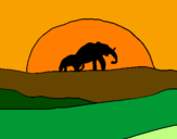 Desenho Elefante ao amanhecer pintado por Marcelo