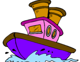 Desenho Barco no mar pintado por AninhaSSP