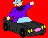 Desenho Boneca em carro descapotável pintado por cleusa