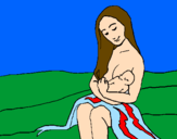 Desenho Mãe e filho  pintado por leticia
