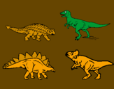 Desenho Dinossauros de terra pintado por dinosauros
