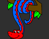Desenho Serpente pendurada numa árvore pintado por famimo