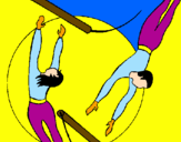 Desenho Trapezistas a saltar pintado por HENRIQUE