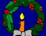 Desenho Coroa de natal e uma vela pintado por veronika