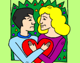 Desenho Rapaz e rapariga apaixonados pintado por rita vitoria