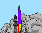 Desenho Lançamento foguete pintado por Luiz Augusto