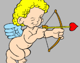 Desenho Cupido a apontar com a seta pintado por nah