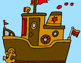 Desenho Barco com âncora pintado por eva