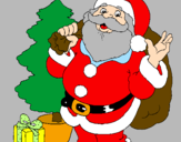 Desenho Santa Claus e uma árvore de natal pintado por catarina