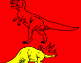Desenho Tricerátopo e tiranossauro rex pintado por JOAO   VICTOR