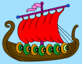 Desenho Barco viking pintado por julia