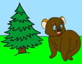 Desenho Urso e abeto pintado por catia