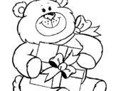 Desenho Urso com presente pintado por iq