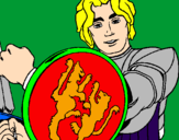 Desenho Cavaleiro com escudo de leão pintado por gabriel