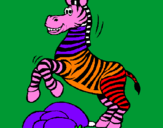 Desenho Zebra a saltar pedras pintado por angelica