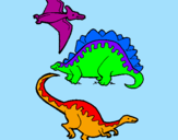 Desenho Três classes de dinossauros pintado por larissa