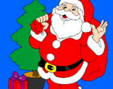 Desenho Santa Claus e uma árvore de natal pintado por mika