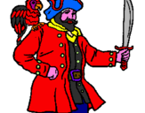 Desenho Pirata com um papagaio pintado por ELDRIANO